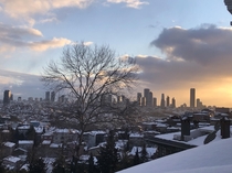 Snowy view of modern Istanbul