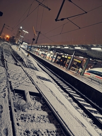 Some snow at the Stuttgart main station 
