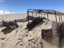 some sort of abandoned shack in the sand dunes near Myall Lakes Australia No idea what it actually is though