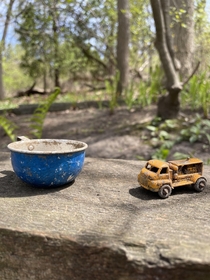 Someone told me to post these abandoned toys I found in my backyard here Hope you enjoy