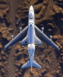 Space Shuttle on its way view from above