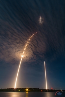 SpaceXs Falcon  rocket launches and lands in this single  minute exposure 