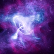 Spanning about  light-years the Crab Nebula is  light-years away in the constellation Taurus