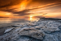 Spectacular frozen beach sunrise in Milford CT macdigital_media 