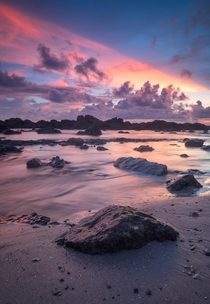Spectacular skies during sunset at a remote beach in Costa Rica 