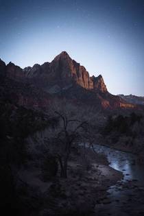 Spending a cold winters night with the watchmen in Zion NP Utah 