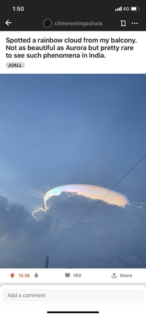Spotted a rainbow cloud from my balcony