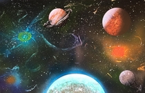 Spray Paint Art Space Solar System Planets and Galaxys