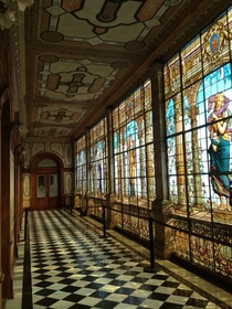 Stained Glass in Chapultapec Castle Mexico City 