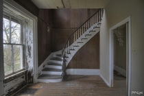 Staircase Inside an Abandoned Gothic Revival House in Rural Ontario 