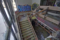 Staircase Inside an Abandoned s Ski Resort in Western Quebec 