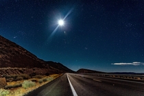 Star filled sky amp moon lit road at Grand Canyon National Park 