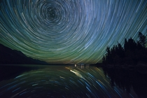 Star Trails over Jenny Lake - Grand Teton National Park 