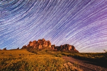 Star Trails over Superstition Mountains  