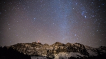 Stars behind a mountain Switzerland 