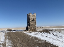 Stone bell tower in very rural Alberta Canada