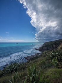 Storm front over Muriwai beach New Zealand 