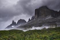 Stormy morning in Torres del Paine National Park Chile 