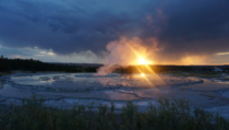 Stormy Sunset at Great Fountain Geyser Yellowstone National Park WY 