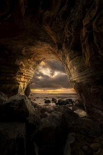 Stormy sunset from Sea caves Sunset Cliffs San Diego California 
