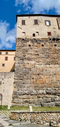 Stratification a medieval palace built on ancient roman walls Ferentino Acropolis Italy 