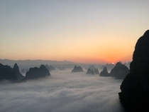 Stunning sunrise near Yangshuo China 
