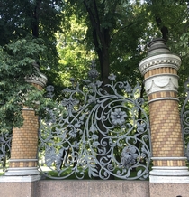 Style Moderne wrought-iron fence of Mikhailovsky Castle St Petersburg 