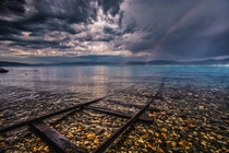 Sugar Pine point South Lake Tahoe CA Image was taken right after a heavy rain storm when a a faint double rainbow appeared photo by Michael Breshears of Lake Tahoe 
