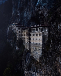 Sumela Monastery a Greek Orthodox monastery originally established around AD  nestled in a steep cliff at an altitude of  meters Trabzon Province Turkey