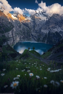 Summer evening above an alpine Lake in Switzerland  marcograssiphotography