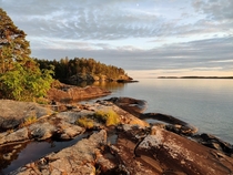 Summer evening on the island Lilla Rknen in Lake Vttern Sweden 