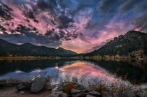 Sun set at Lily Lake Colorado 