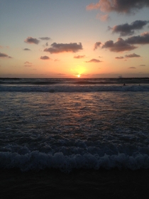 Sun setting into the Mediterranean Tel Aviv Israel 
