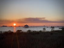 Sun setting over Biloxi MS USA