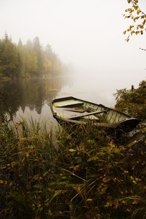 Sunken boat in lake Lpsjen 