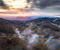 Sunrise at  am in July in the highlands in Iceland in a geothermal active area  - more of my landscapes at insta glacionaut
