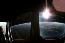 Sunrise captured from Space Shuttle Columbia on Jan nd  a little more than a week before the disaster that unfortunately killed all seven crew members upon reentry