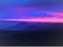 Sunrise hike at Tal y Fan Carneddau mountains in North Wales 