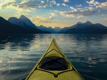 Sunrise in a Kayak on Lake Maligne Jasper National Park CA Shot with my iPhone  
