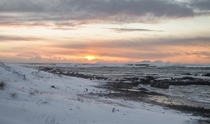 Sunrise off the Iceland coast 