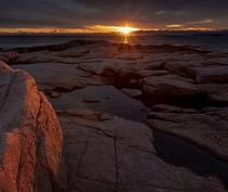 Sunrise on the shores of Acadia National Park 