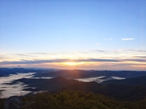 Sunrise on top of the highest peak in the Blue Ridge Mountains in the USA State of Georgia September  