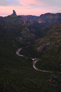Sunrise over Boulder Canyon Superstition Wilderness Arizona 