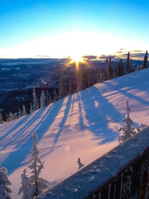 Sunrise over Red Mountain Resort British Columbia The beginning of what was an epic powder day 