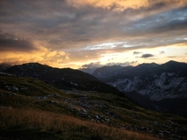 Sunrise over the austrian mountain Loser Altaussee Austria 