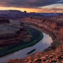Sunrise over the Colorado River in Canyonlands National Park Utah 