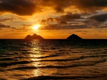 Sunrise over the Mokolua Islands Hawaii