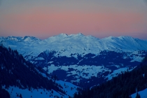 Sunrise over the Swiss Alps as seen from Partnun Switzerland 
