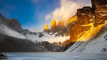 Sunrise over The Torres Del Paine Torres Del Paine National Park Chile  xpx