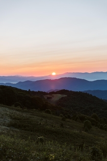 Sunrise view from Max Patch Mountain NC 